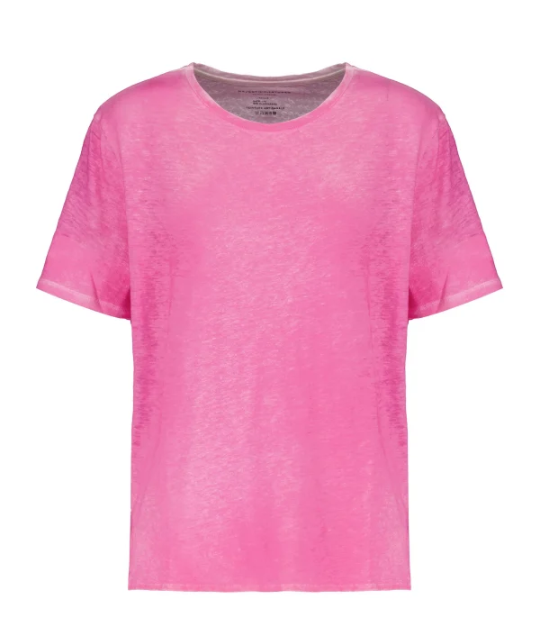 Les achats en ligne MAJESTIC FILATURES Tee-shirt Col Rond Lin Flamingo 1