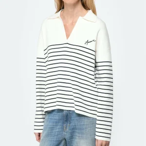 Maison Labiche Pull Mondovie Amour Coton Blanc Marine à prix réduits 11