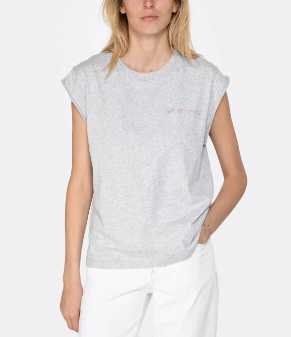 Maison Labiche Tee-shirt Sedaine Out Of Office Coton Bio Gris Réductions 4