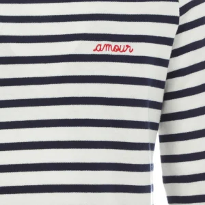 offre spéciale Maison Labiche Tee-shirt Amour Coton Biologique Ivoire Bleu Navy 9