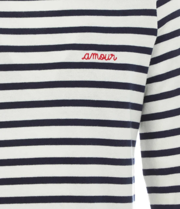 offre spéciale Maison Labiche Tee-shirt Amour Coton Biologique Ivoire Bleu Navy 3