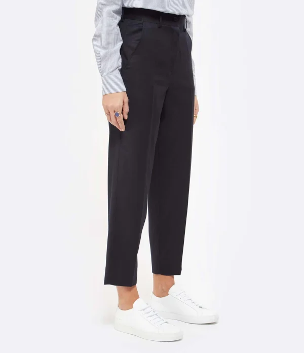 pas cher MARGAUX LONNBERG Pantalon Anatole Laine Vierge Navy 5