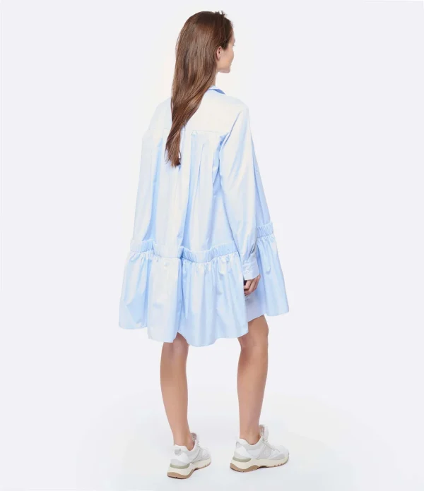 boutique en ligne france MARGAUX LONNBERG Robe Courte Arden Popeline De Coton Bleu 5