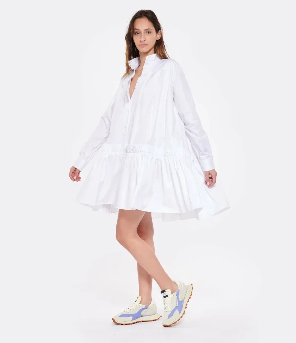 MARGAUX LONNBERG Robe Courte Arden Popeline De Coton Blanc en promotion 4