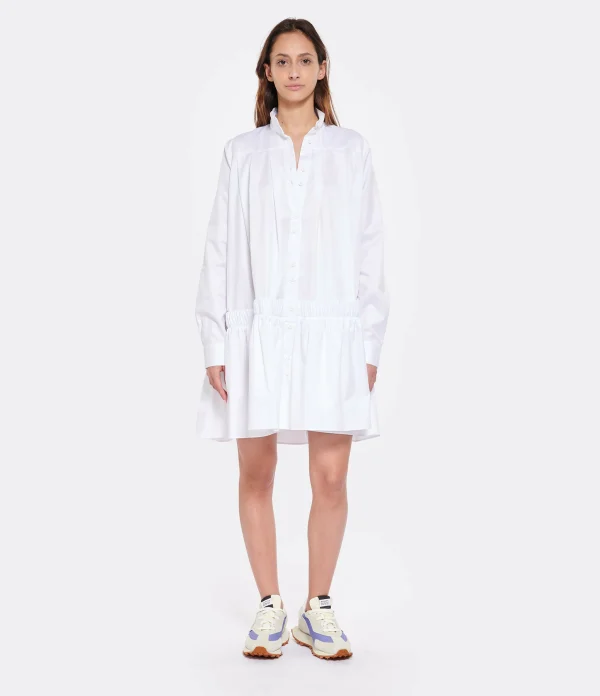 MARGAUX LONNBERG Robe Courte Arden Popeline De Coton Blanc en promotion 5