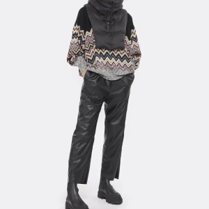 MM6 Maison Margiela Pantalon Droit Simili Cuir Noir Paiement sécurisé 24