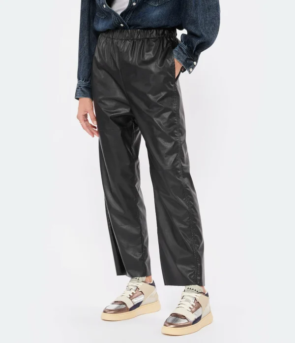 MM6 Maison Margiela Pantalon Droit Simili Cuir Noir Paiement sécurisé 5