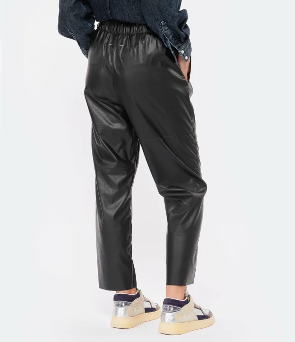 MM6 Maison Margiela Pantalon Droit Simili Cuir Noir Paiement sécurisé 6