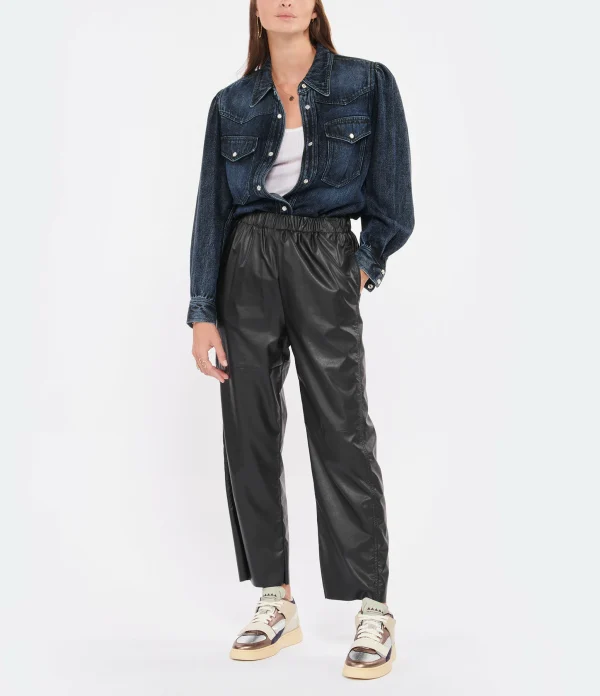 MM6 Maison Margiela Pantalon Droit Simili Cuir Noir Paiement sécurisé 4