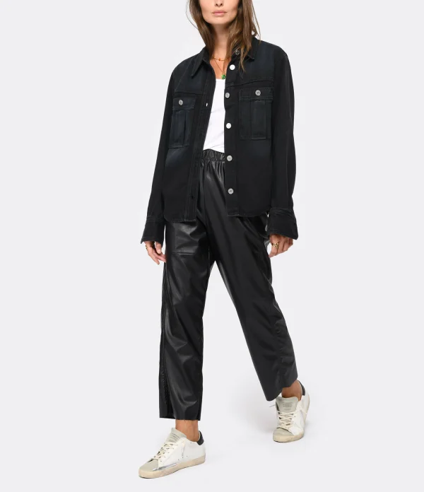 MM6 Maison Margiela Pantalon Droit Simili Cuir Noir Paiement sécurisé 9