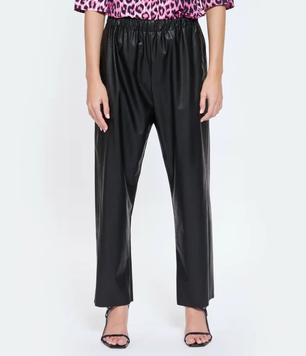 marques pas cher MM6 Maison Margiela Pantalon Cuir Noir 5