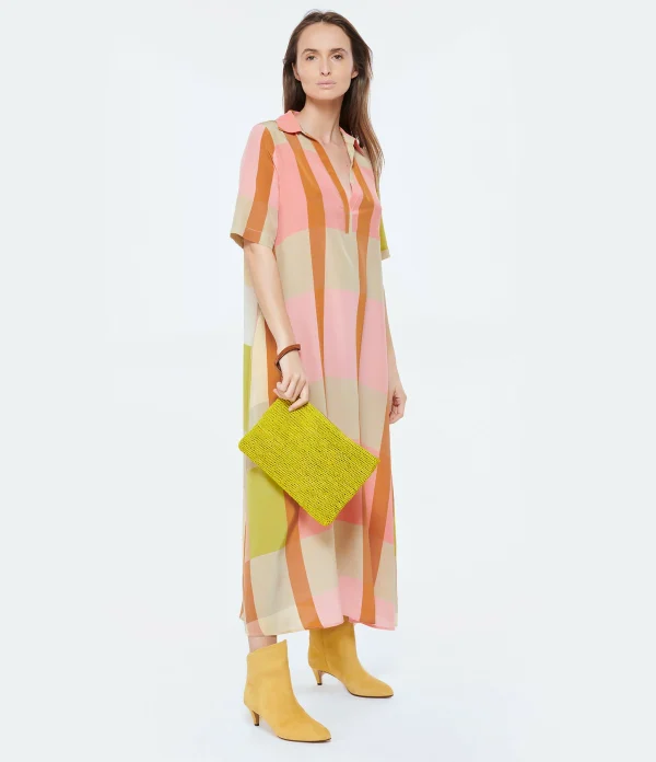 Momoni Robe Laurelle Soie Rose Jaune achat 4