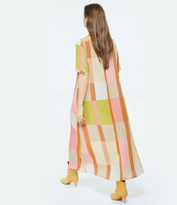 Momoni Robe Laurelle Soie Rose Jaune achat 5