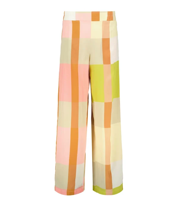 Momoni Pantalon Baccarat Soie Rose Jaune france 1