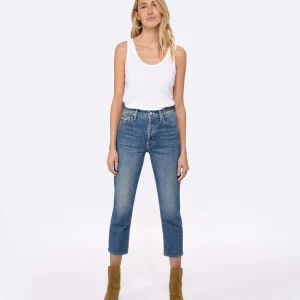 MOTHER Jean The Tomcat Jean Denim Bleu Kneeling On Stones boutique en france 11