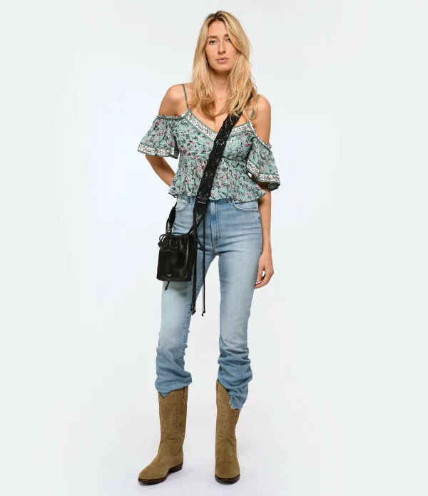 MOTHER Jean The Hustler Ankle Fray Denim Bleu Crossroads boutiqued en ligne 7