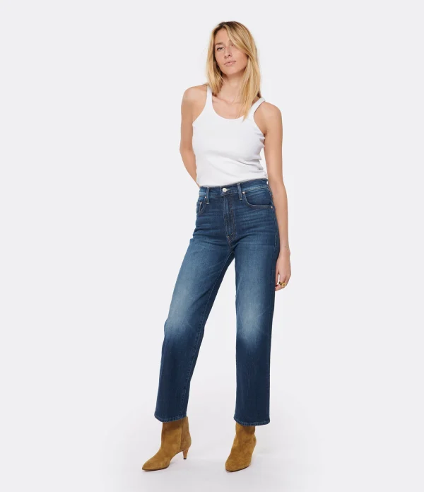 beauté MOTHER Jean The Rambler Zip Ankle Superior Denim Bleu Let’S Wine About It 6