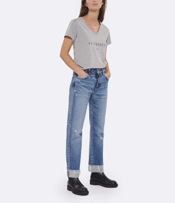 MOUSSY VINTAGE Jean Franconia Straight Denim Bleu Promotio de vente 4