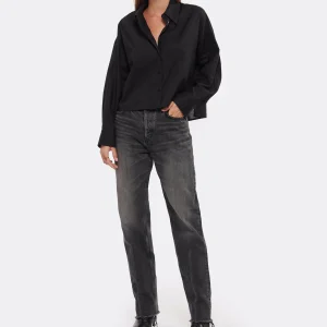 MOUSSY VINTAGE Jean Ashleys Wide Straight Denim Noir boutique pas cher 30