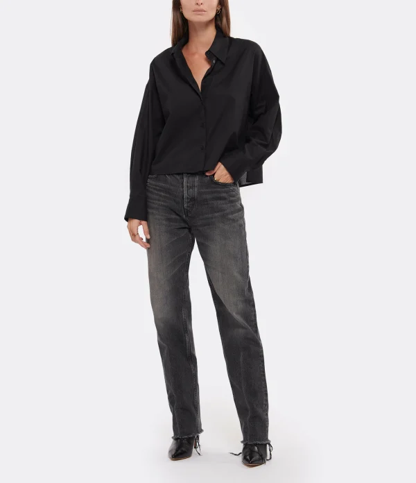 MOUSSY VINTAGE Jean Ashleys Wide Straight Denim Noir boutique pas cher 11