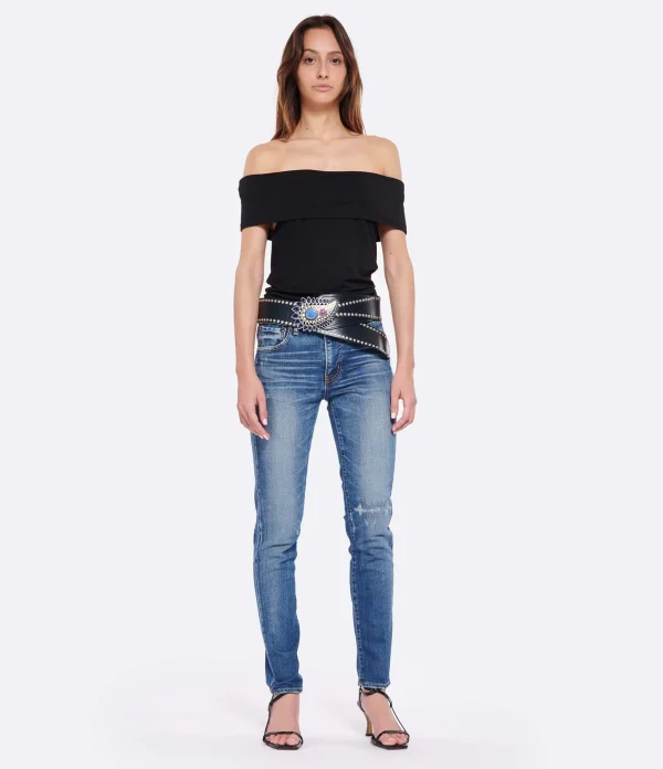 MOUSSY VINTAGE Jean MV Edgerton Skinny-L Denim Bleu Foncé en ligne 4