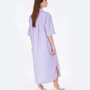 MSGM Robe Coton Bleu Rayures luxe soldes 12