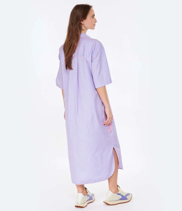 MSGM Robe Coton Bleu Rayures luxe soldes 5