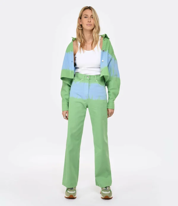 MSGM Pantalon Coton Vert boutiqued pas cher 4