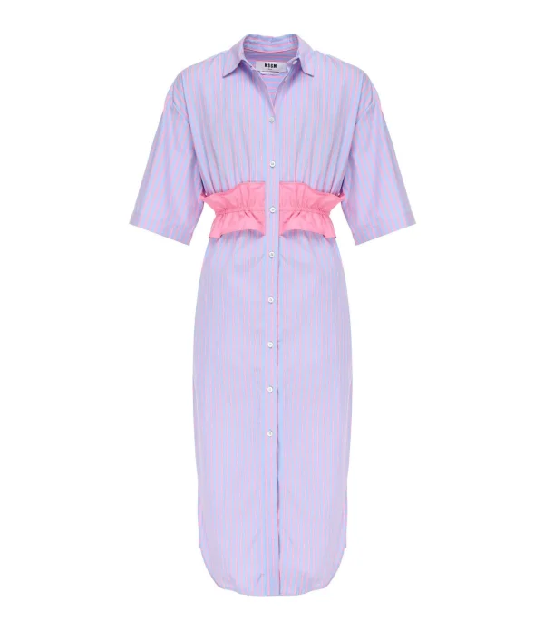 MSGM Robe Coton Bleu Rayures luxe soldes 1