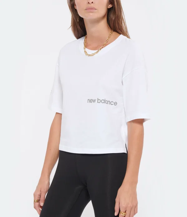 prix pas cher New Balance Tee-shirt NB Essentials Graphic Coton Blanc 4