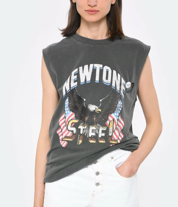 luxe soldes NEWTONE Tee-shirt Biker Steel Pepper 4