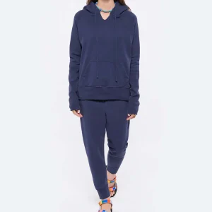 NILI LOTAN Sweatshirt Hoodie Janie Coton Bleu Marine Meilleur Prix 15