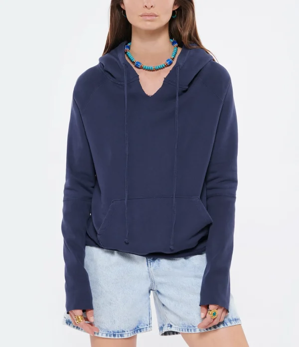 NILI LOTAN Sweatshirt Hoodie Janie Coton Bleu Marine Meilleur Prix 3