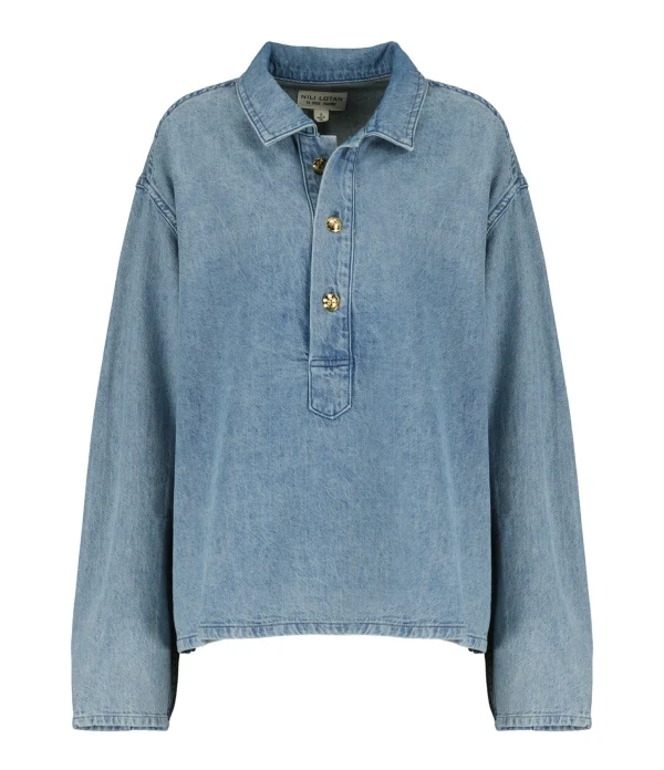 NILI LOTAN Blouse Harper Denim Bleu Délavé Retour gratuit en magasin. 1