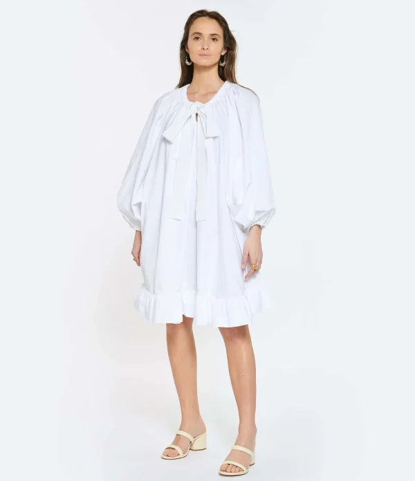 PATOU Robe Froufrou Coton Blanc prix le plus bas 5