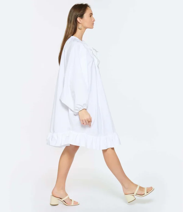 PATOU Robe Froufrou Coton Blanc prix le plus bas 7