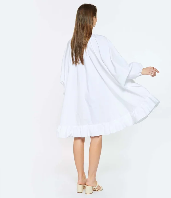 PATOU Robe Froufrou Coton Blanc prix le plus bas 6