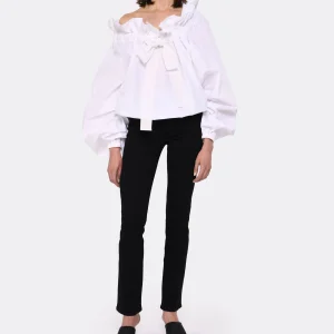 Retour gratuit en magasin. PATOU Blouse Manches Ballon Coton Blanc 13