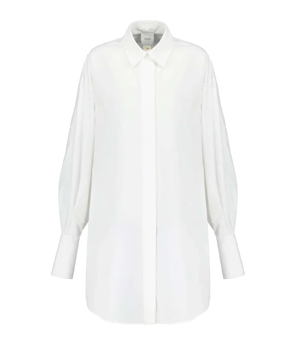 grande marque pas cher PATOU Robe Chemise Courte Coton Blanc Perle 1