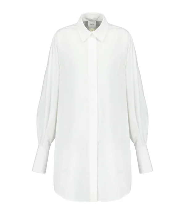 excellente qualité PATOU Robe Chemise Courte Coton Blanc Perle 1