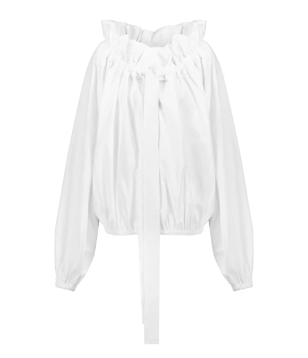 Retour gratuit en magasin. PATOU Blouse Manches Ballon Coton Blanc 1