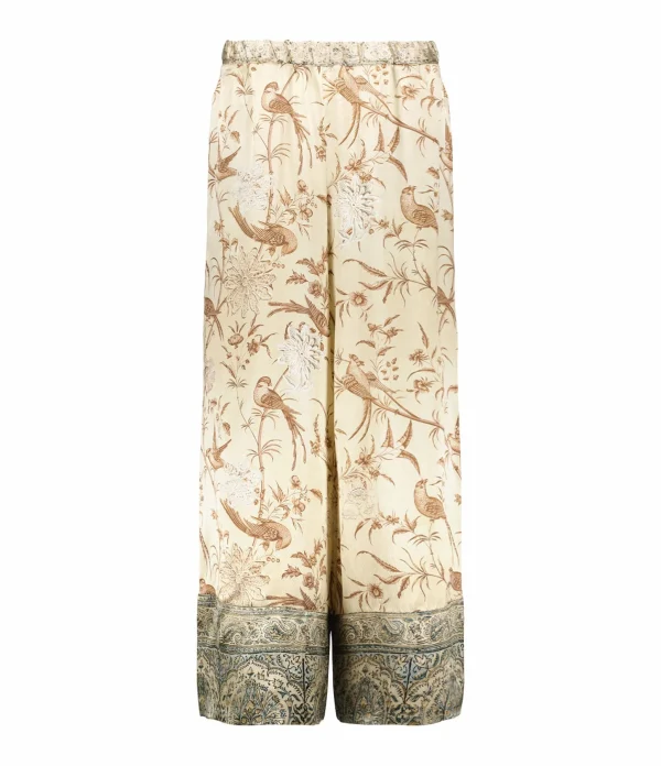 vente pas cher PIERRE-LOUIS MASCIA Pantalon Kamut Soie Beige 1