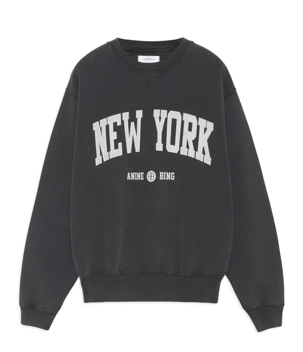 boutiqued en ligne ANINE BING Sweatshirt Ramona NY Coton Organique Noir Délavé 1