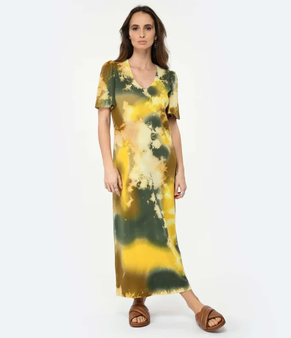 RAQUEL ALLEGRA Robe Longue New Flutter Jaune mode pas cher 4