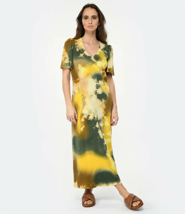 RAQUEL ALLEGRA Robe Longue New Flutter Jaune marque moins cher 4