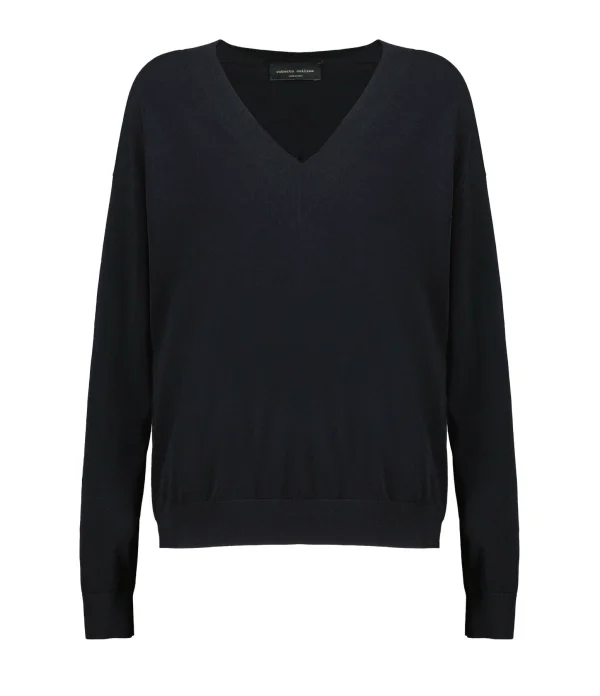 boutique paris ROBERTO COLLINA Pull Col V Noir 1