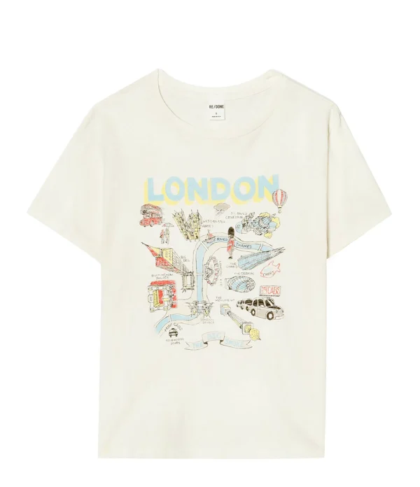 RE/DONE Tee-shirt London Coton Blanc Vintage Paiement sécurisé 1