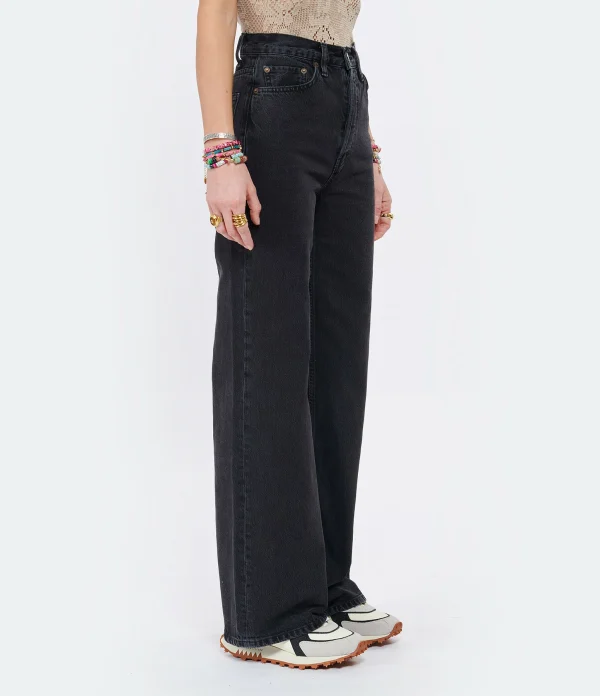 site officiel RE/DONE Jean 70s Ultra High Rise Wide Leg Denim Noir 5