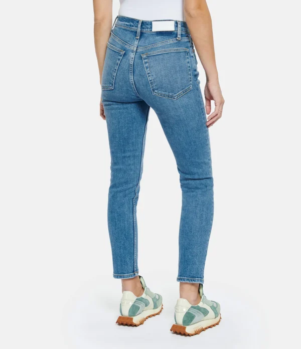 RE/DONE Jean 90s High Rise Ankle Crop Denim Bleu en promotion 6