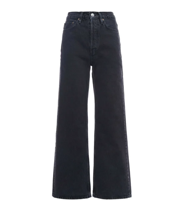 site officiel RE/DONE Jean 70s Ultra High Rise Wide Leg Denim Noir 1